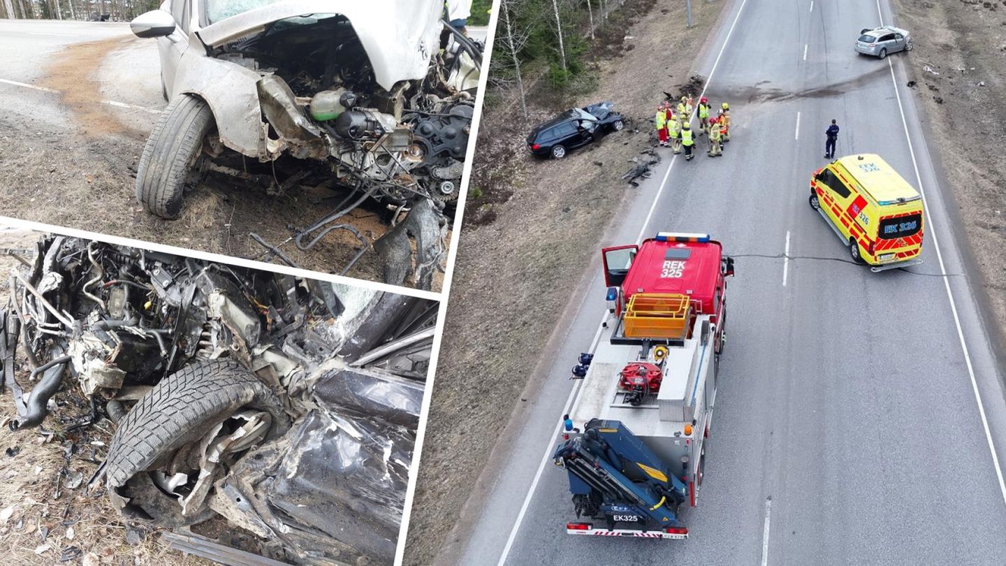 Kahden auton kuljettajat kuolivat rajussa onnettomuudessa – lohduttomat kuvat turmapaikalta